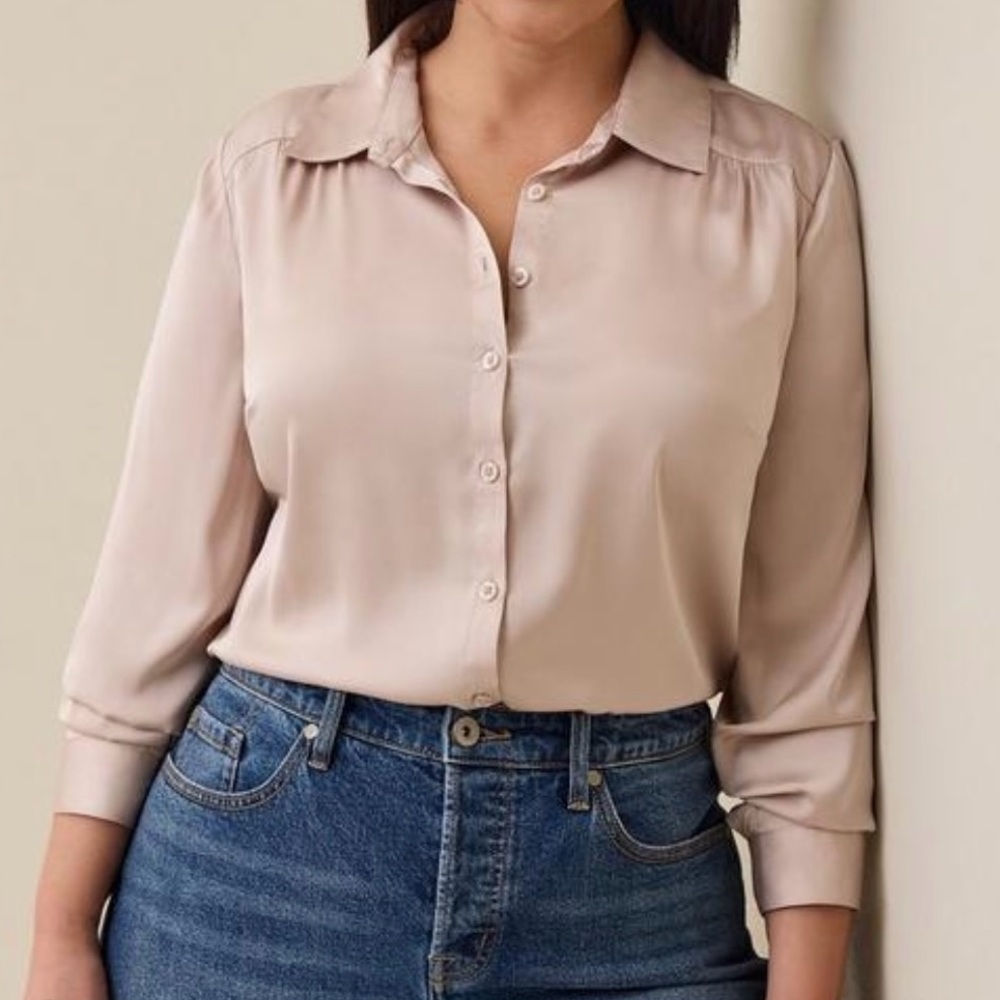 Torrid Soft Beige Button-Down Shirt